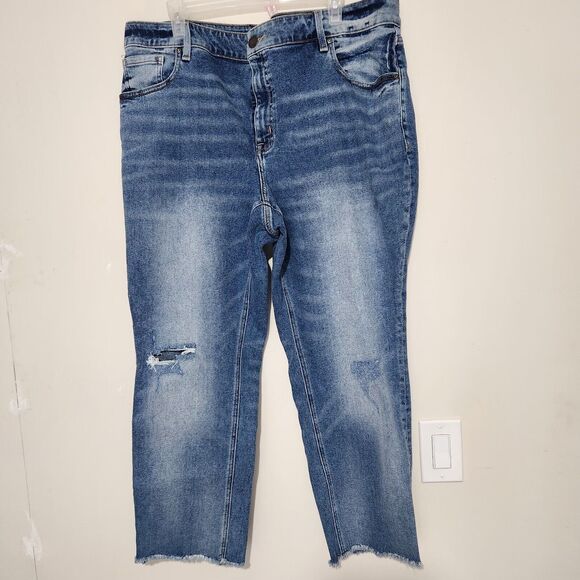 Lane Bryant Denim Jeans Size 20 High Rise Frayed Hem Distressed style - Picture 1 of 11